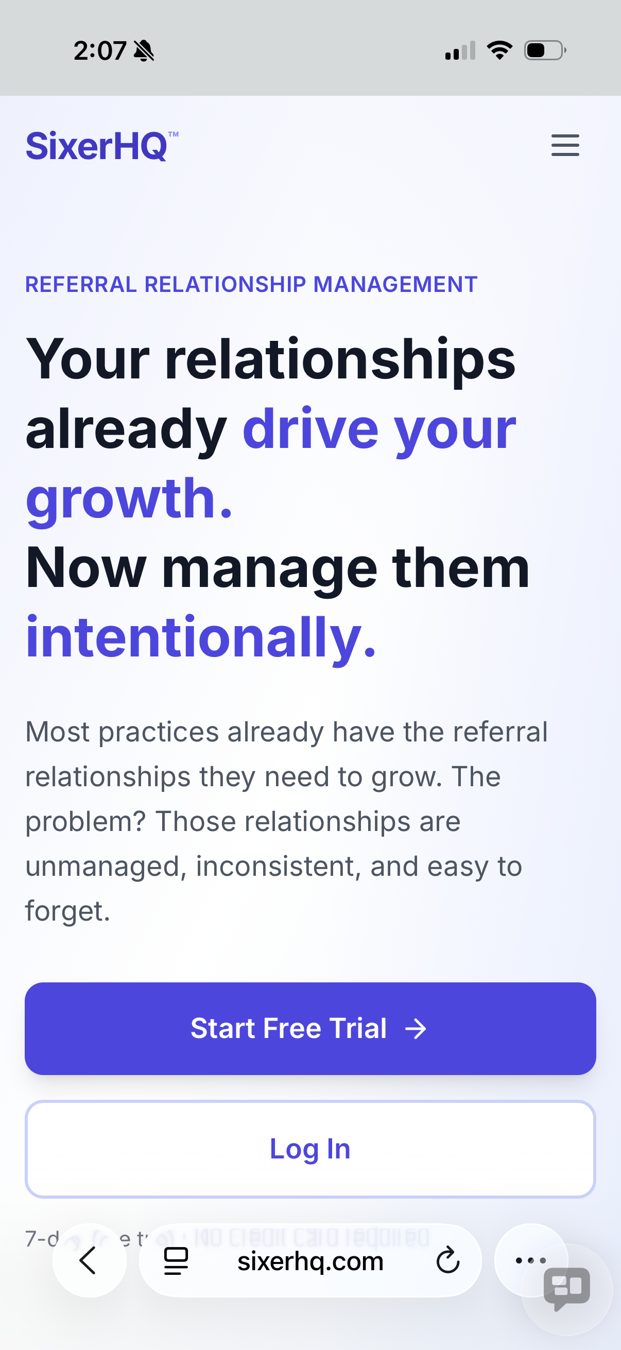 SixerHQ homepage on a phone