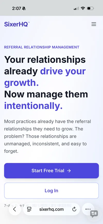SixerHQ homepage on a phone